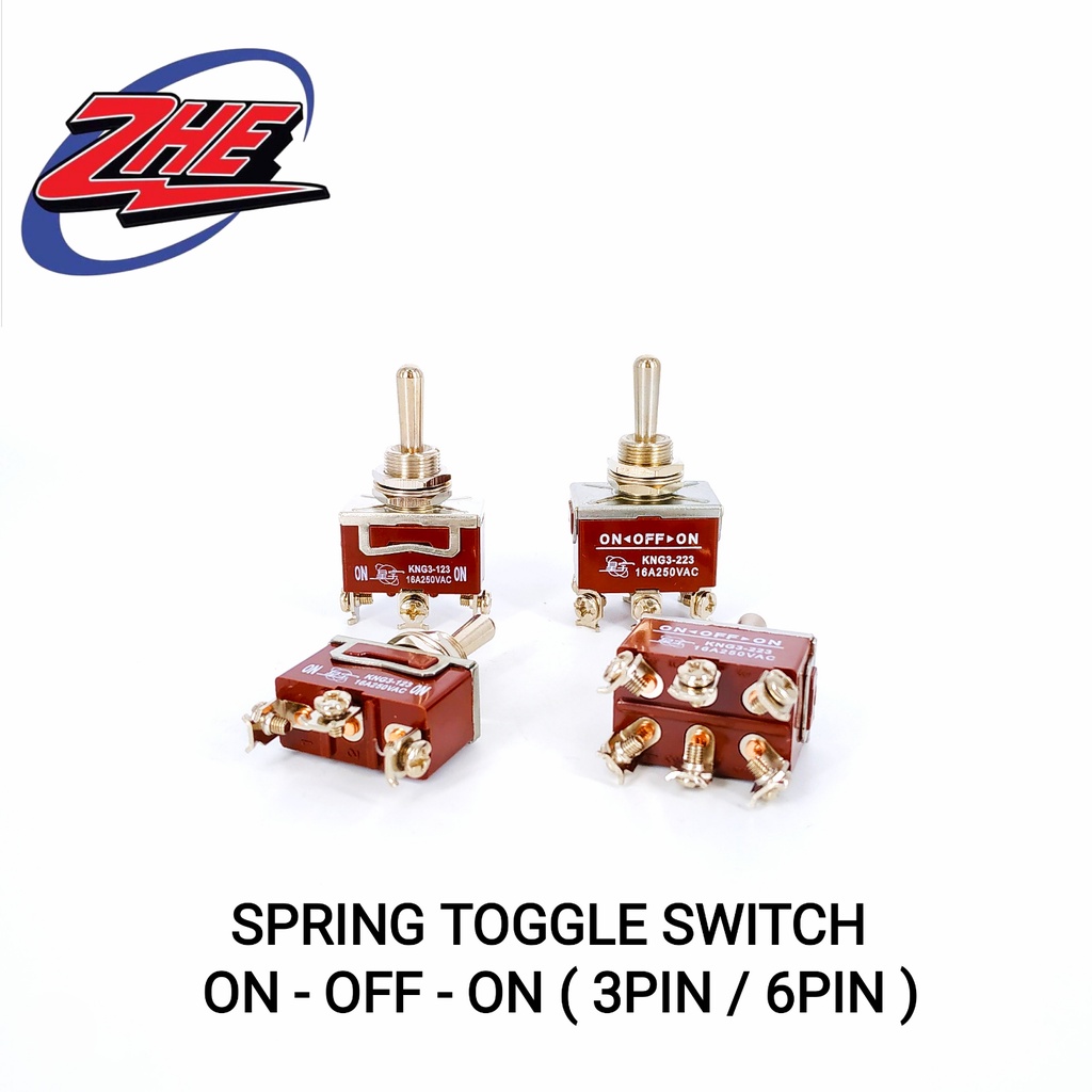 3 or 6 Pin Position ON-OFF-ON Spring Return Momentary Metal Toggle ...