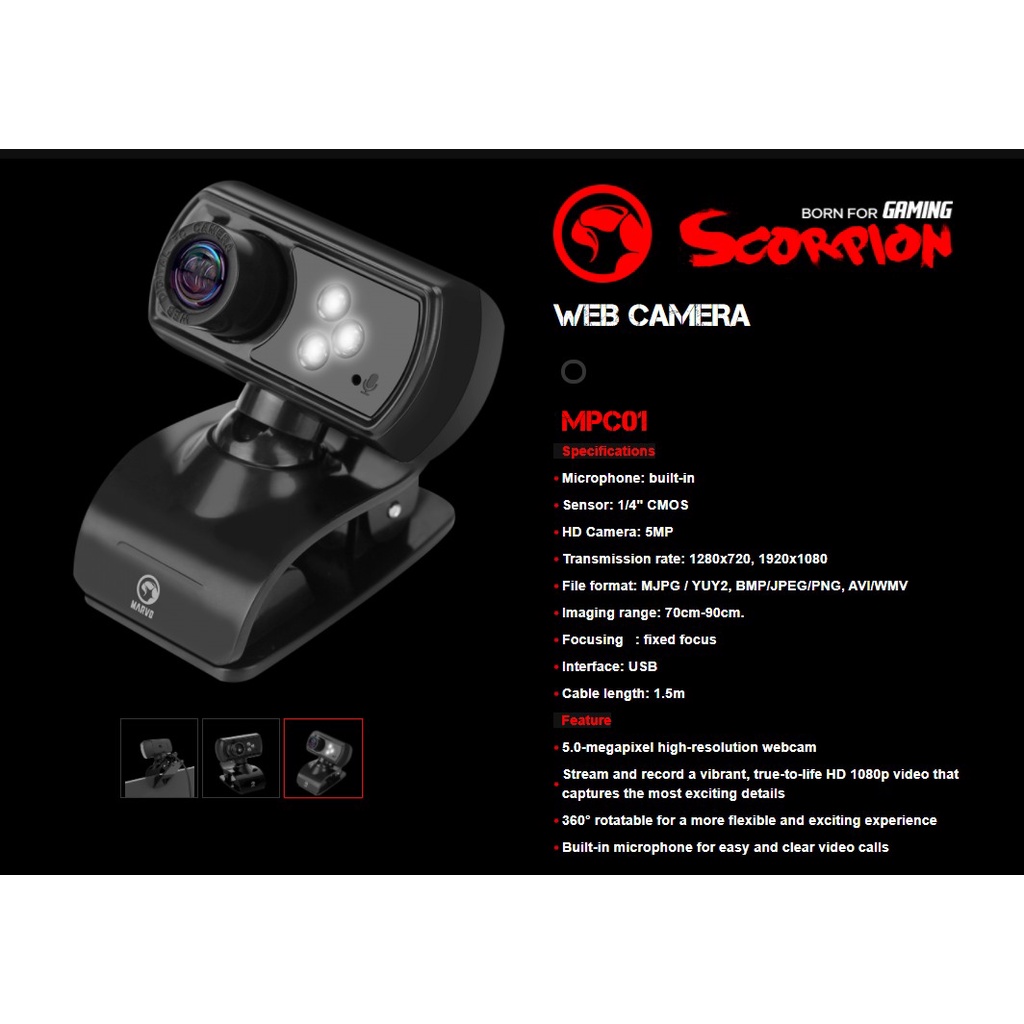 Webcam best sale marvo mpc01