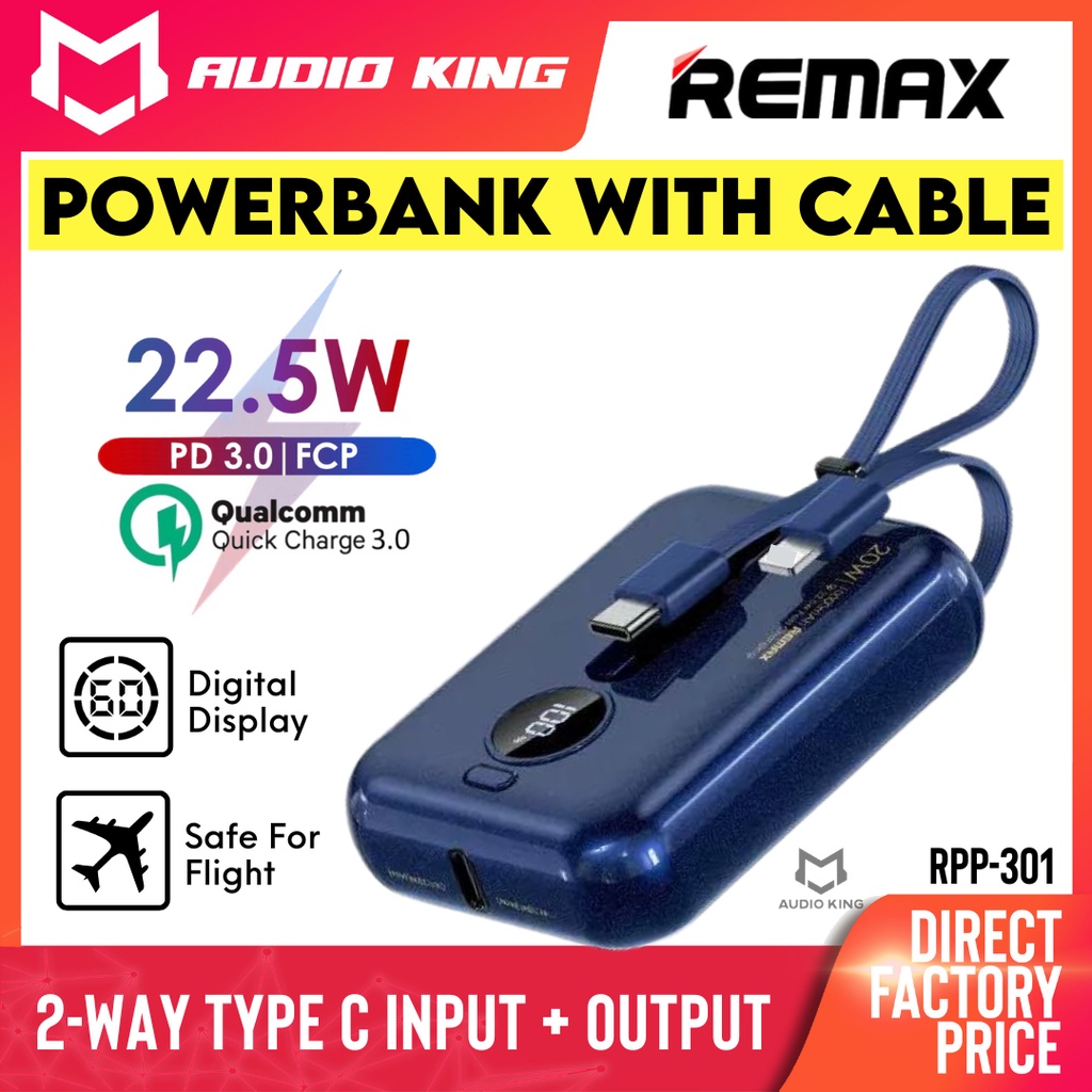 REMAX Powerbank With Built In Cable Powerbank With Cable 3A Mini ...