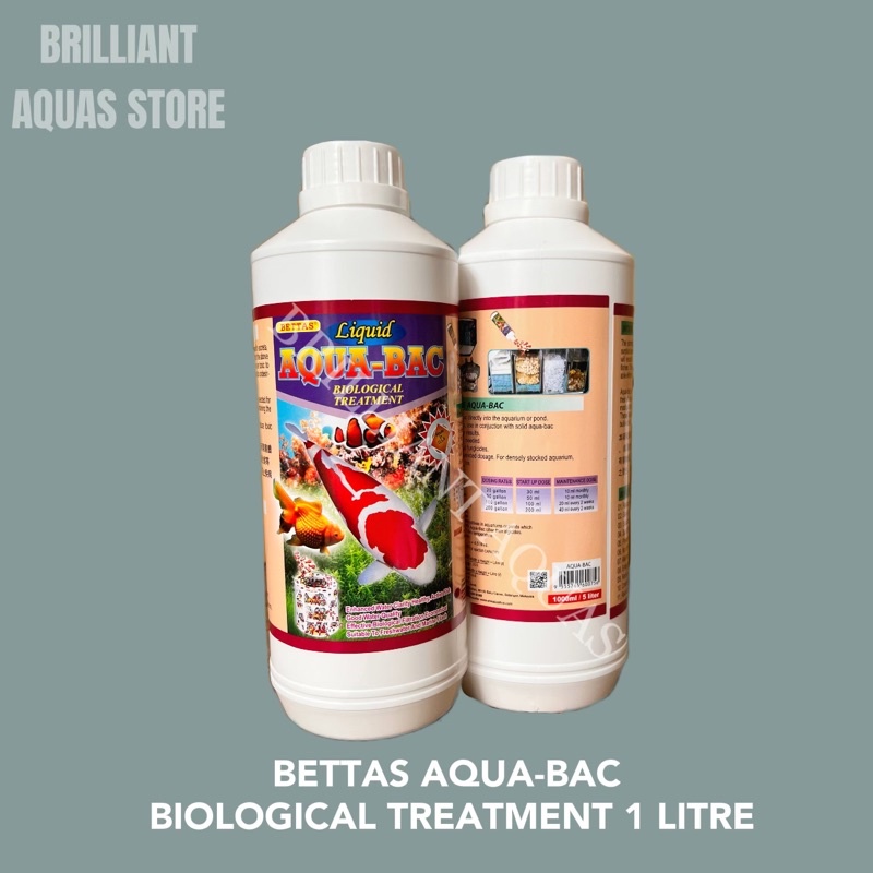 BETTAS Aqua Bac Bacteria Biological Treatment 1 Litre (To Enhanced