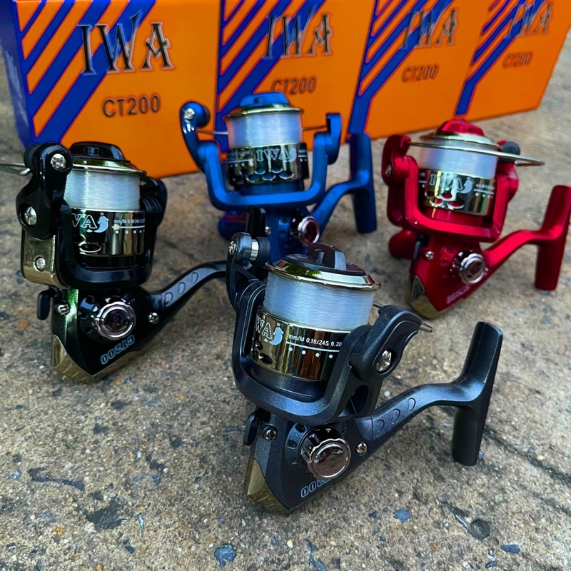 IWA Spinning Reel CT 200 Foldable Hand Crank Plastic Spool With String ...