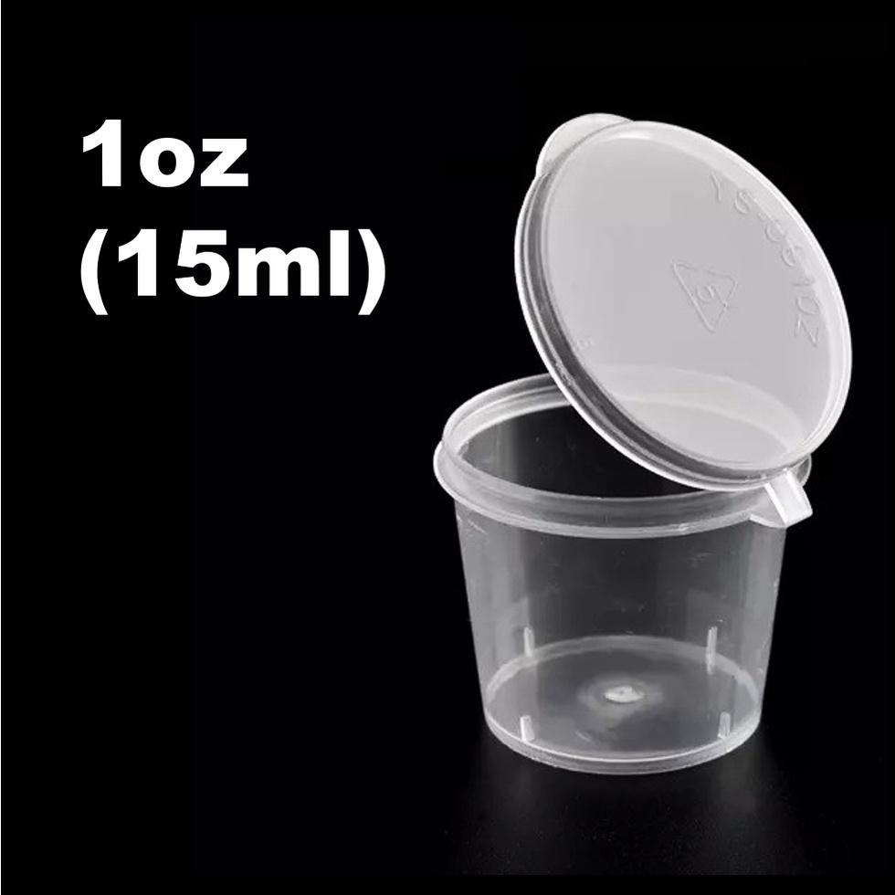 50pcs 1oz Sauce Cup Deli Container Round Disposable Plastic Food Container Hinged Lid 25ml Sauce 