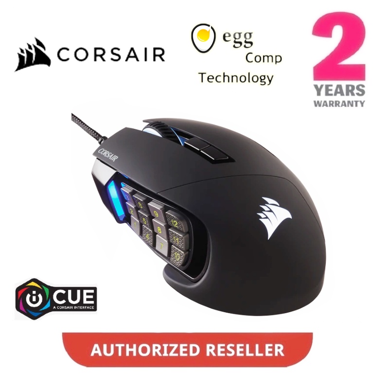 Corsair SCIMITAR RGB ELITE Optical MOBA MMO Gaming Wired Mouse 18000DPI ...