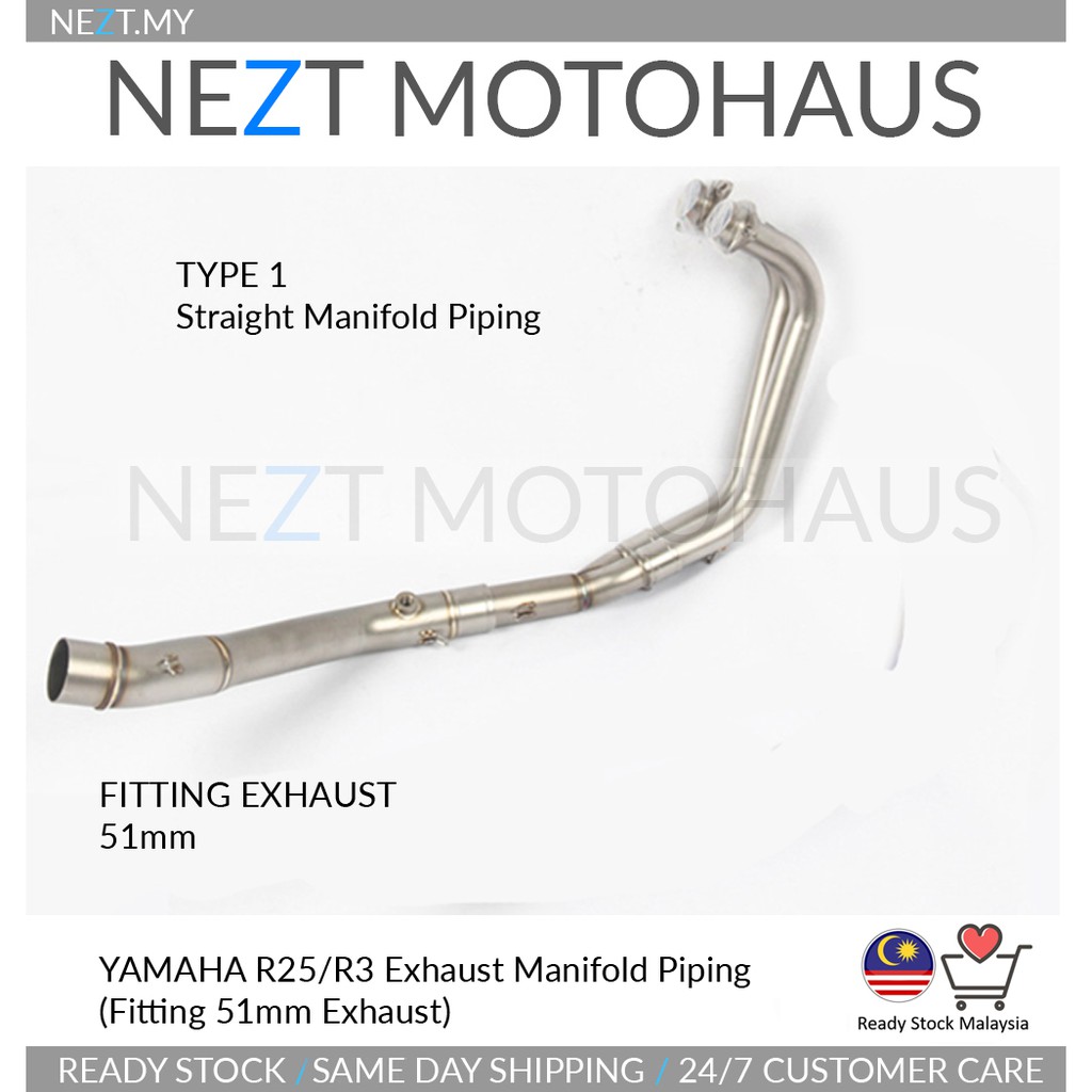 Yamaha R25 R3 MT25 Exhaust Manifold Piping (Straight/U-TURN/SLIP-ON ...