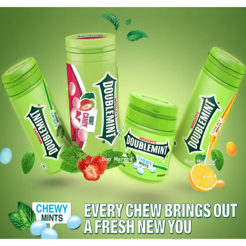 Wrigley S Doublemint Chewy Mints Tube 30g Peppermint Lemon Strawberry Shopee Malaysia