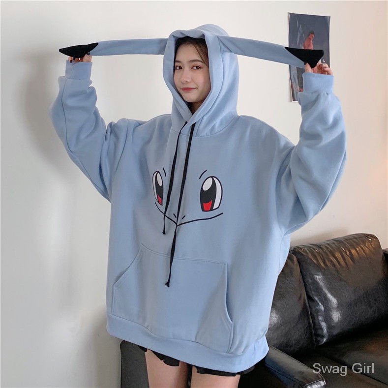 READY STOCK Hoodie Korean student Pikachu Sweater Female Student Japanese  Anime Fleece-Lined Thick Mid-Length Pocket Hooded Cute Top Tidehoodie katak anime  hoodie baju katak hoodie hoodies | Shopee Malaysia