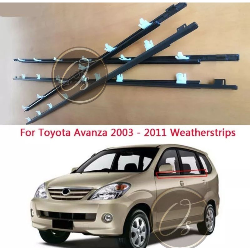 Toyota avanza 2004 - 2011 black / Chrome Door Glass Moulding Lining ...