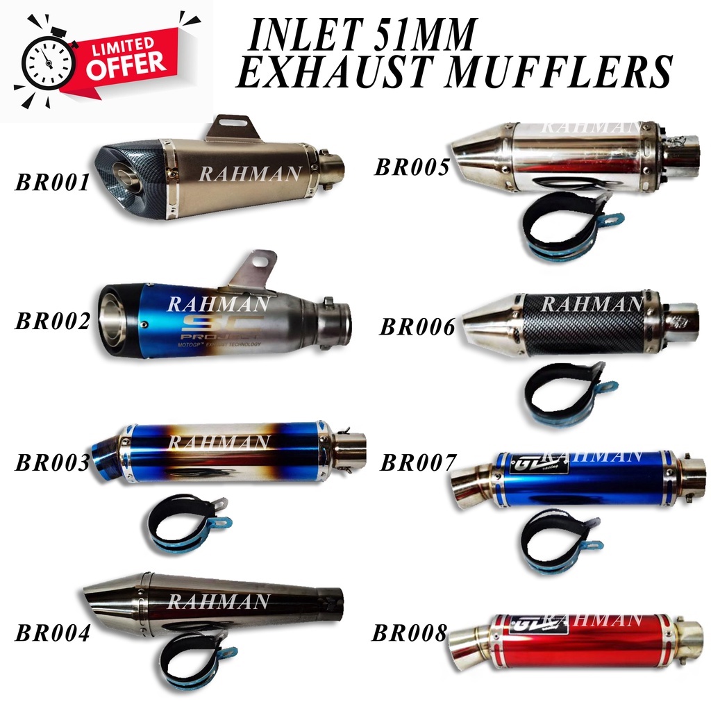 LIMITED OFFER Motorcycle Inlet 51mm Exhaust Pipe Muffler Exhaust ...