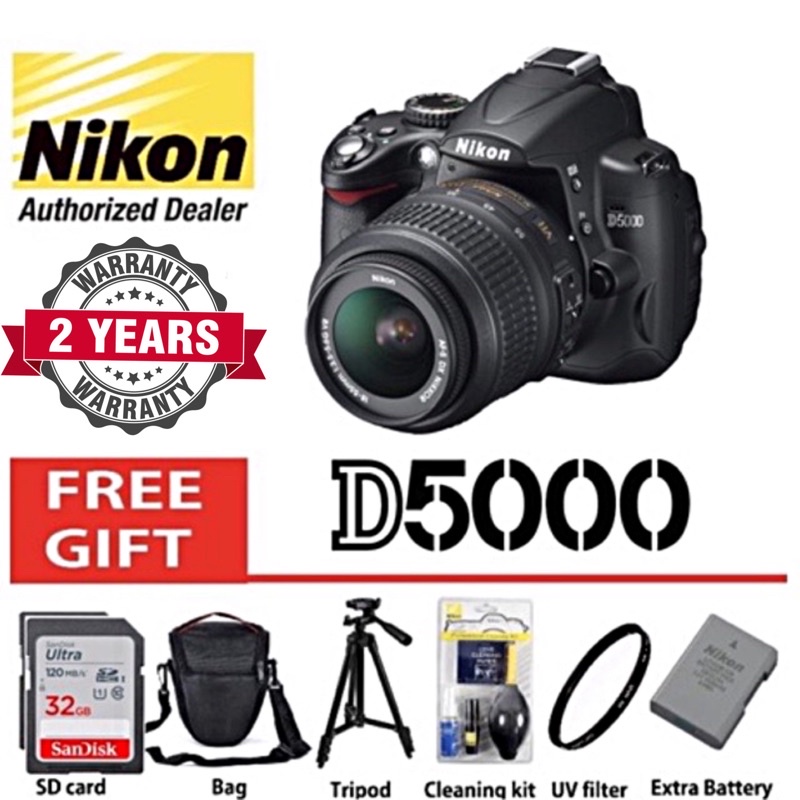 Nikon D5000 kit 1855mm VR original FLIP SCREENS with free extra battery original(2 years