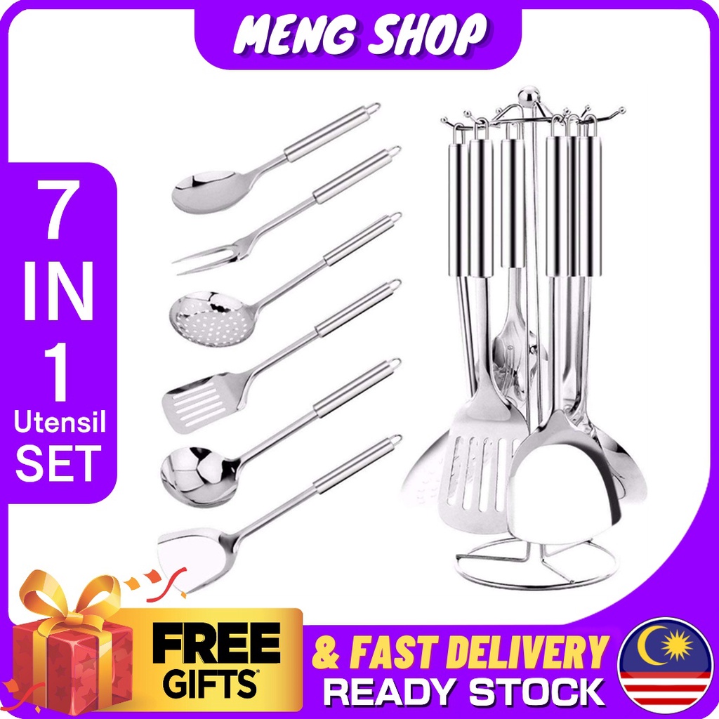 MengShop 7 IN 1 Set Kitchen Utensils Multi-Functional Stainless Steel ...