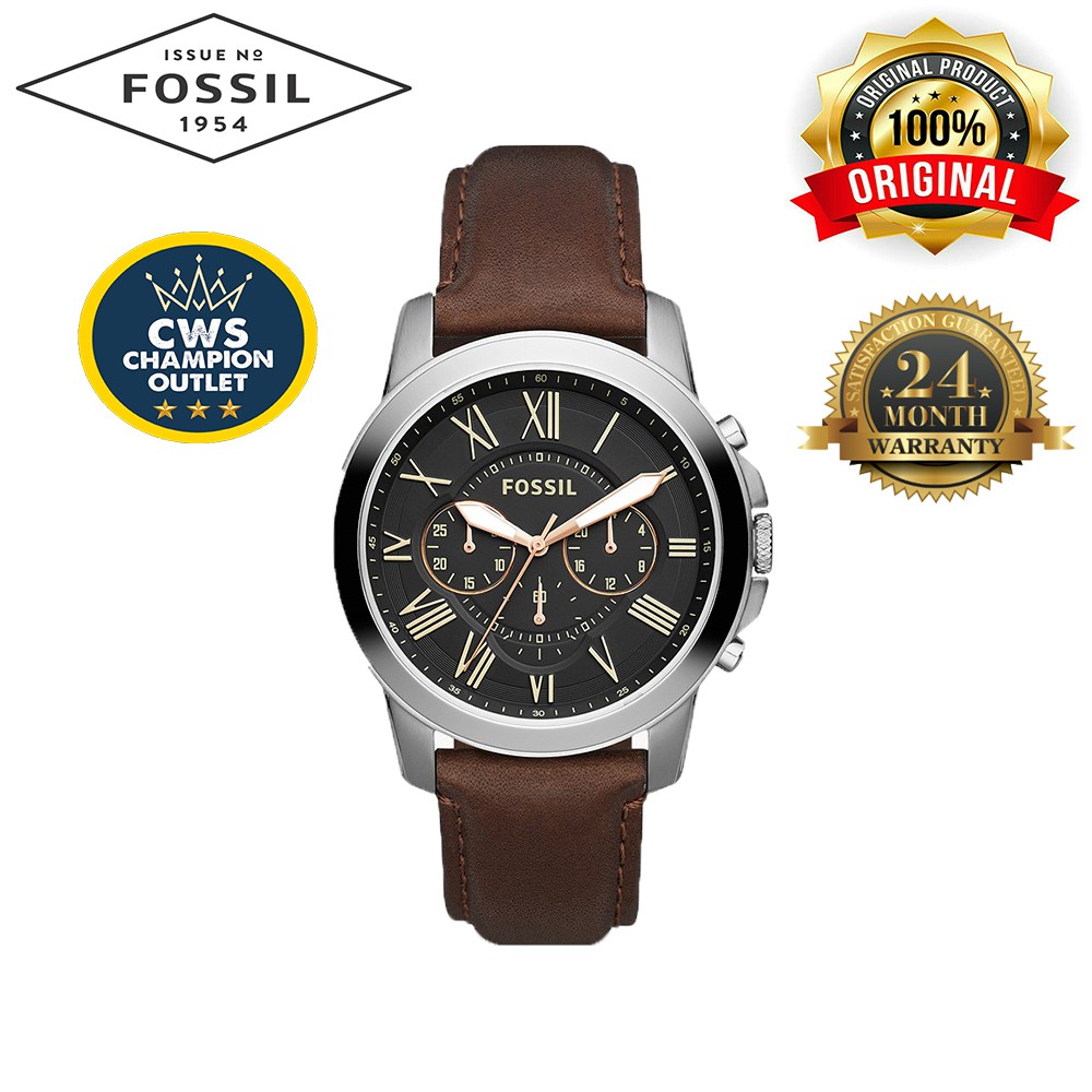 Ready Stock Authentic Fossil Grant Chronograph Black Dial Dark Brown Leather Men Watch Jam Tangan Lelaki FS4813 Shopee Malaysia
