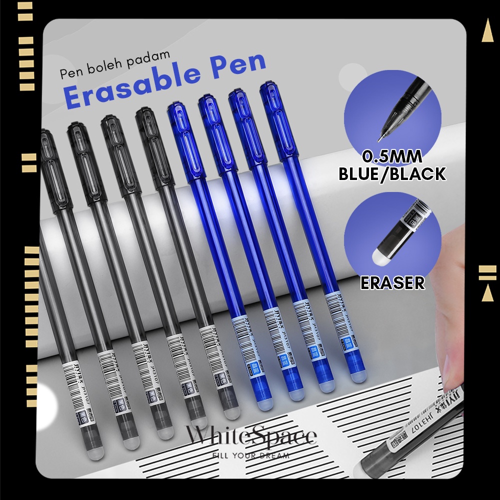 Whitespace 0.5mm Erasable Gel Pen Boleh Padam Correction Eraser Pen ...