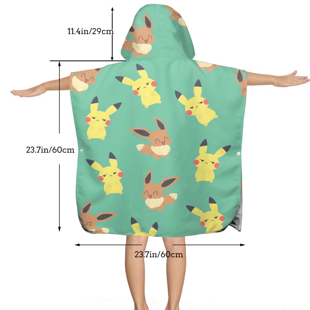 Pokemon Pikachu Kids Hooded Bath Towel Soft Bathrobe Hooded Children ...