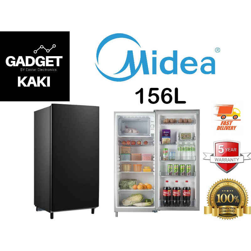 Midea Fridge 1 Door Refrigerator 156L BLACK COLOR MS196B 5 YEARS