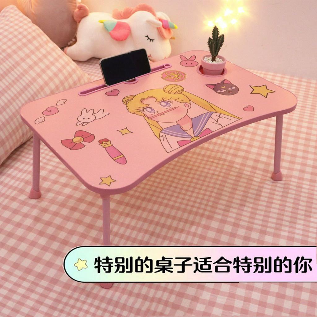 Girls Heart Foldable Computer Desk Dormitory Bed Desk Children Eating ...