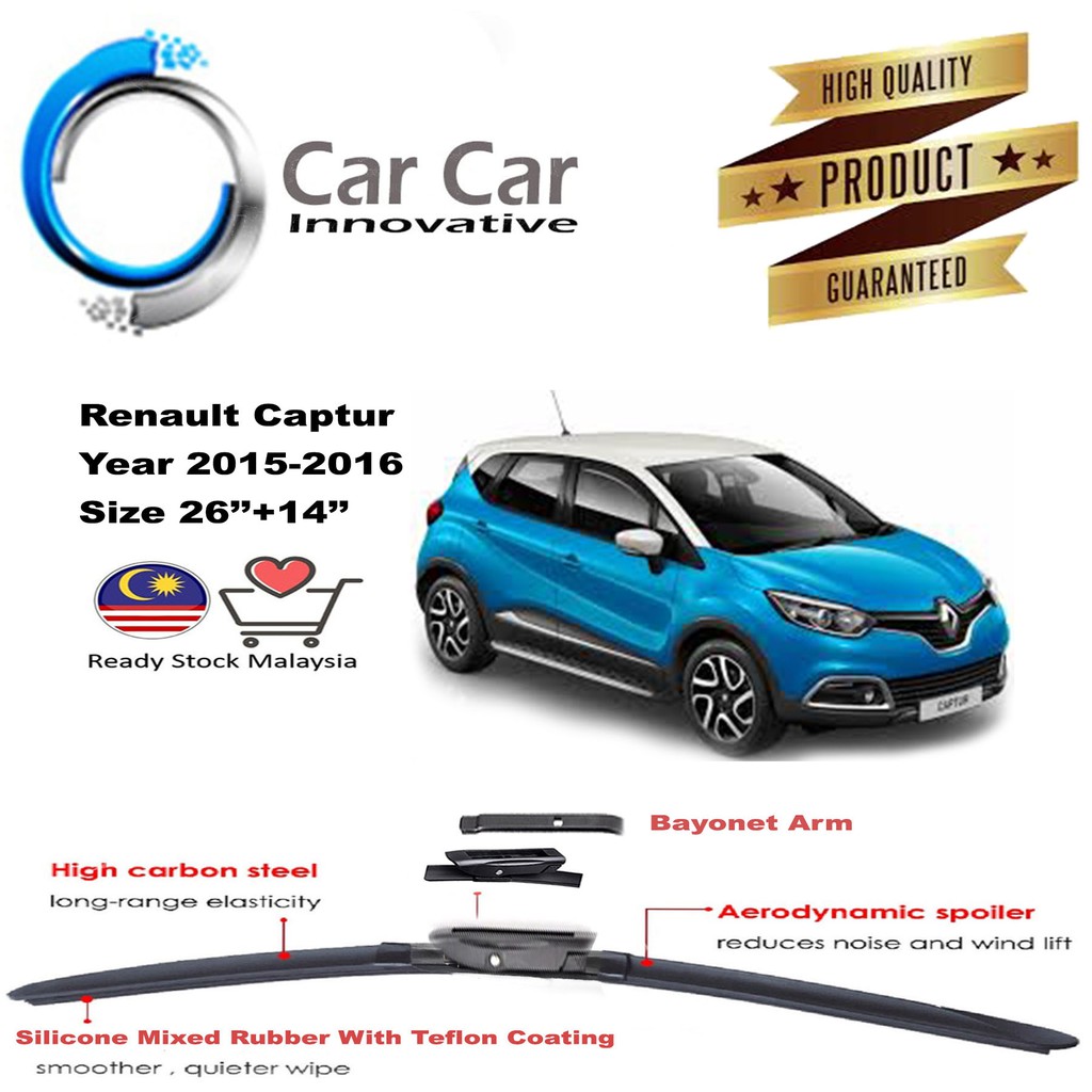 Renault Captur Wiper, Wiper Blades, Car Windshield, Year 20152016 ( 1 pair Size 26 /14