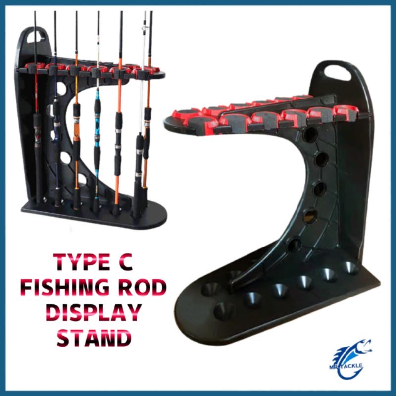Fishing Rod Display Stand Type C 12 Slot Rak Joran Pancing Rod Stand Pole  Rak ABS