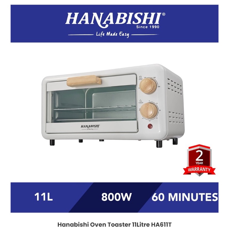 HANABISHI 11L Ketuhar Pembakar Roti 💬 Oven Toaster HA611T | Shopee Malaysia