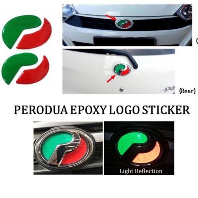 Perodua Epoxy merah logo Emblem kereta Car sticker baru Alza Axia ARUZ ...