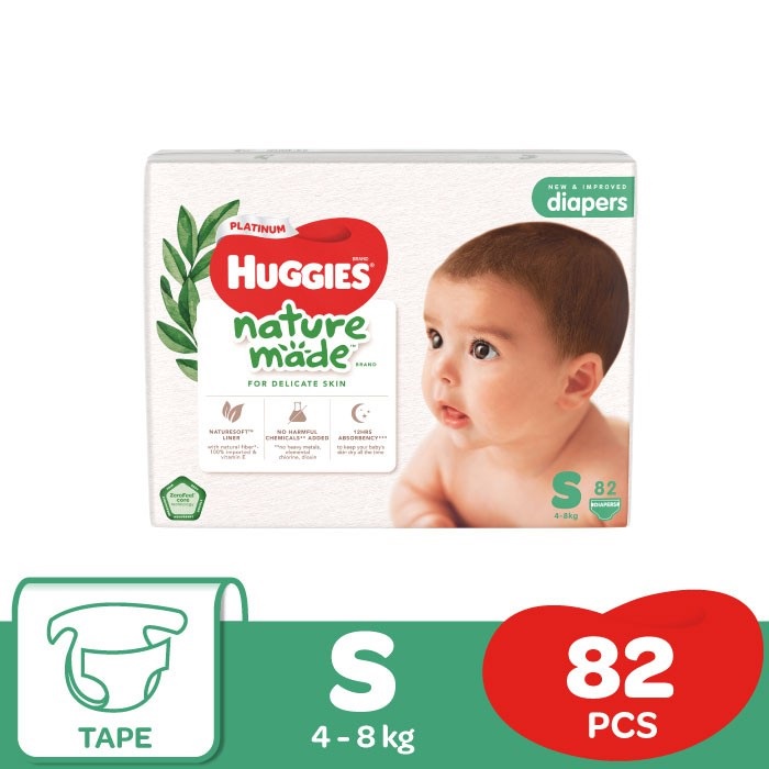 Huggies Platinum Naturemade Diaper Tape Premium Quality NB60 /S82 /M64