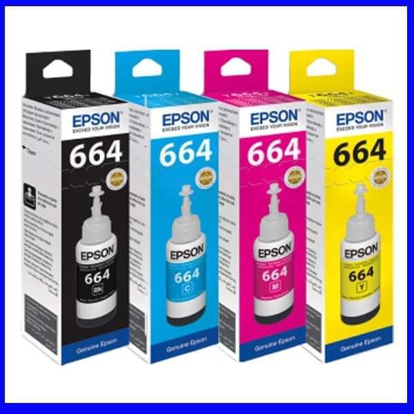 Epson T664 100 Original Refill Ink Bkcym L120 L210 L360 L310 L365 L385 L310 L200 L1300 2233