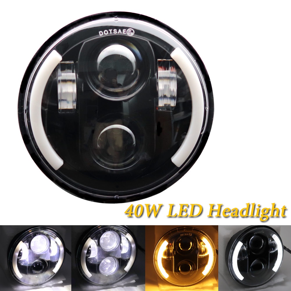thumbnail image 2 of 5.75" Round LED Motorcycle Headlight – Black, For Dyna Sportster 883 1200 2 of 2