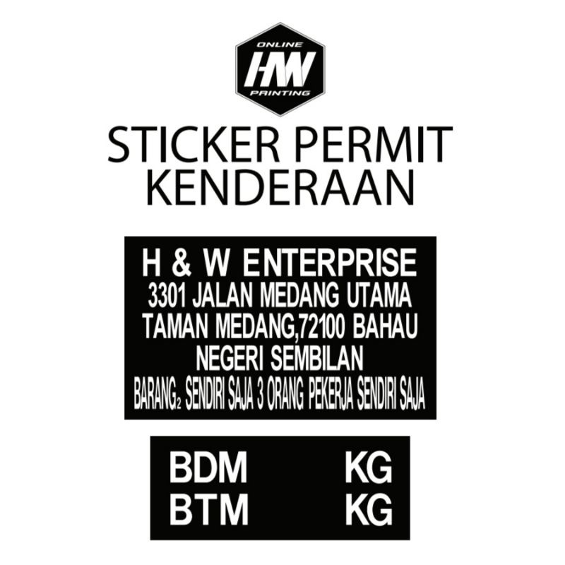 Sticker Permit Kenderaan Malaysia For Custom Order Now Truck Stickers ...