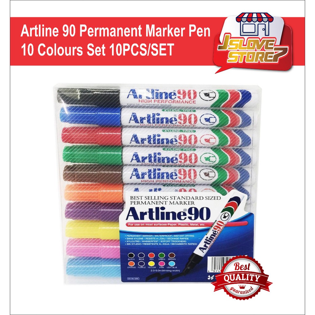 Artline 90 Permanent Marker Pen 10 Colours Set 10PCS/SET | Shopee Malaysia