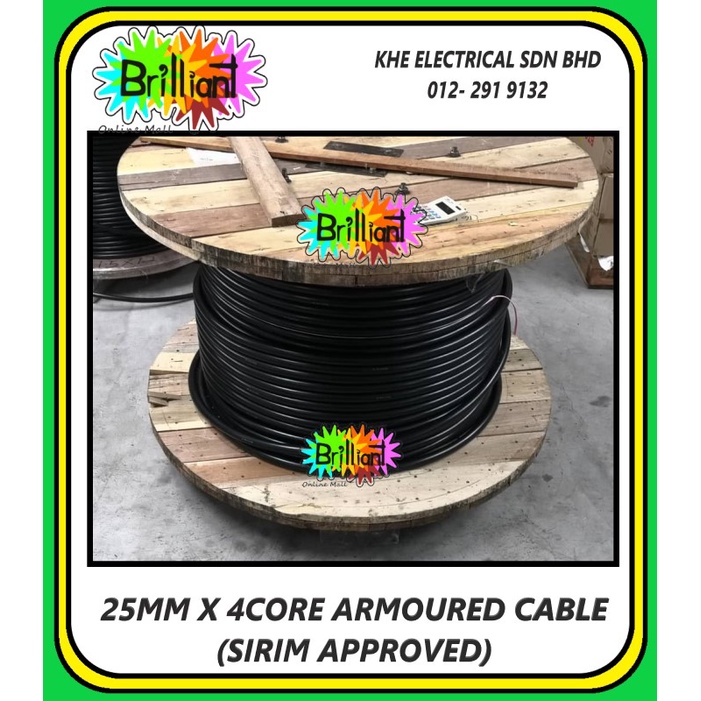 #SELL PER METER# 25MM X 4CORE ARMOURED CABLE (SIRIM APPROVED) | Shopee ...