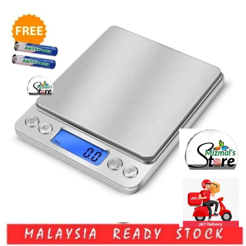 Food Weighing Scale 3kg/0.1g 2kg/0.1 Penimbang Dapur Digital Stainless ...