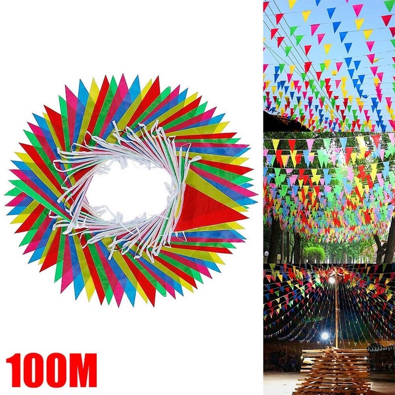 50/100M Multicolored Triangle Flags Bunting Party Banner Triangle ...