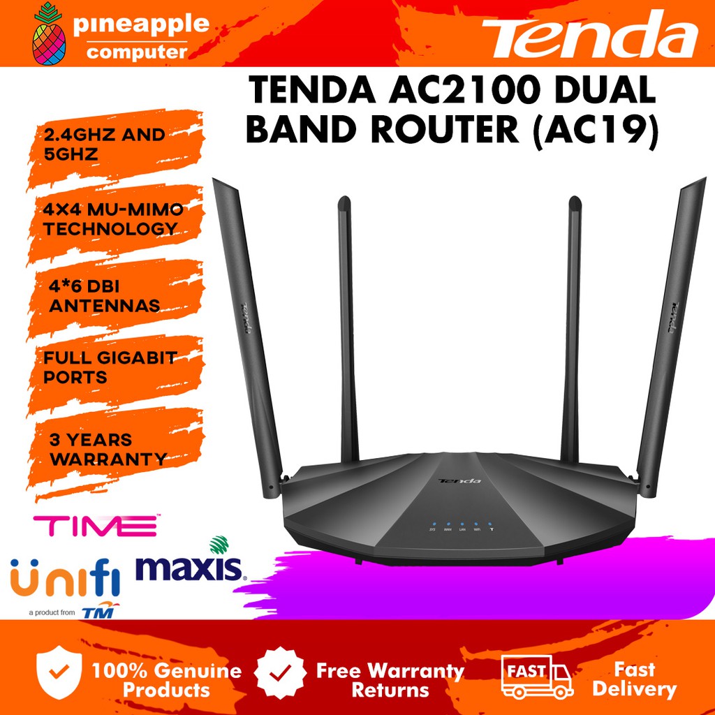 Tenda AC19 WiFi Dual Band Gigabit Wireless Router AC2100 | Shopee Malaysia