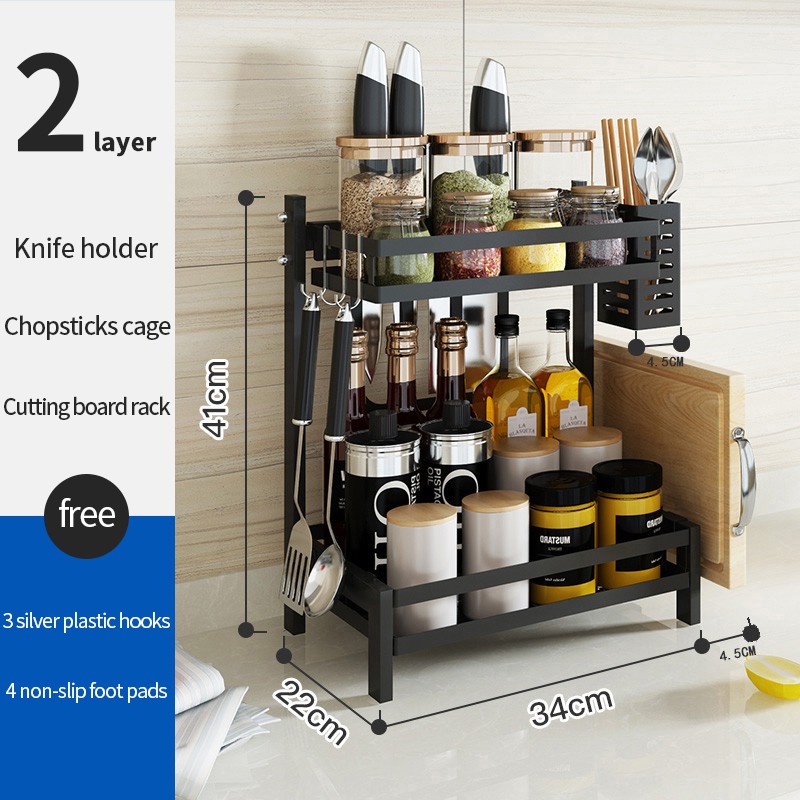 Rak Rempah Stainless Steel Spice Rack Kitchen Condiment Rack Storage ...