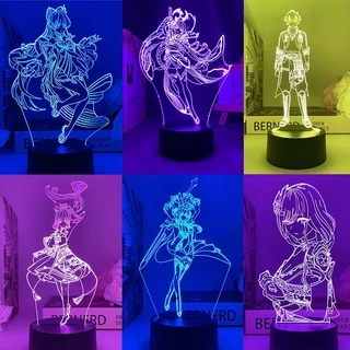 【Genshin Impact】Night Lights Lamp Led Remote Cartoon Beelzebul Eula Kokomi Thoma Figure Lighting Xmas Gift Accessori