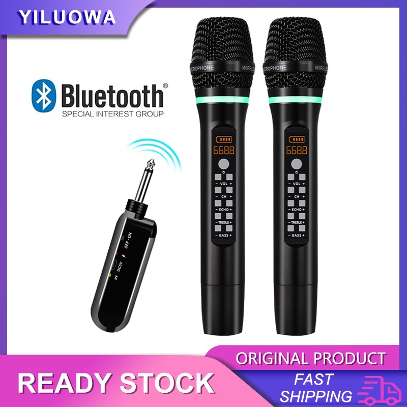 Rechargeable UHF Portable Wireless Bluetooth Karaoke Microphone Echo ...