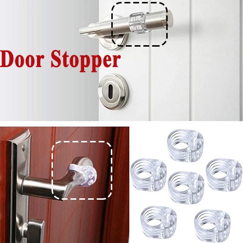 FEELING👑Door Stopper Transparent Silica Gel Door Handle Buffer Wall ...