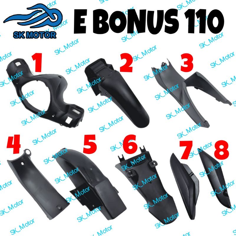 SYM E BONUS 110 SR / E BONUS INNER COVER FULL SET KAVER HITAM BLACK ...