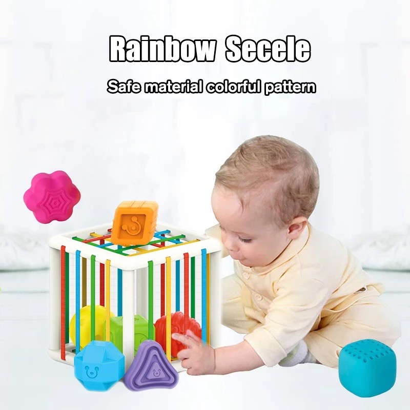 Baby Shape Sorting Toy / Motor Skill Tactile Touch Toys / 10 Months To 3 Years InnyBin Soft Cube