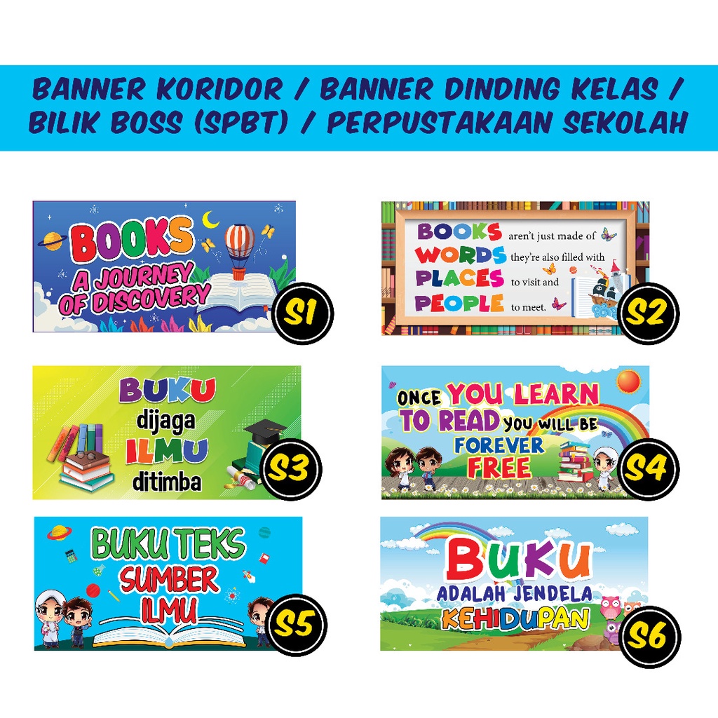 Banner Koridor Hiasan Kelas Hiasan Dinding Sekolah Bilik Bossspbt Perpustakaan Sekolah