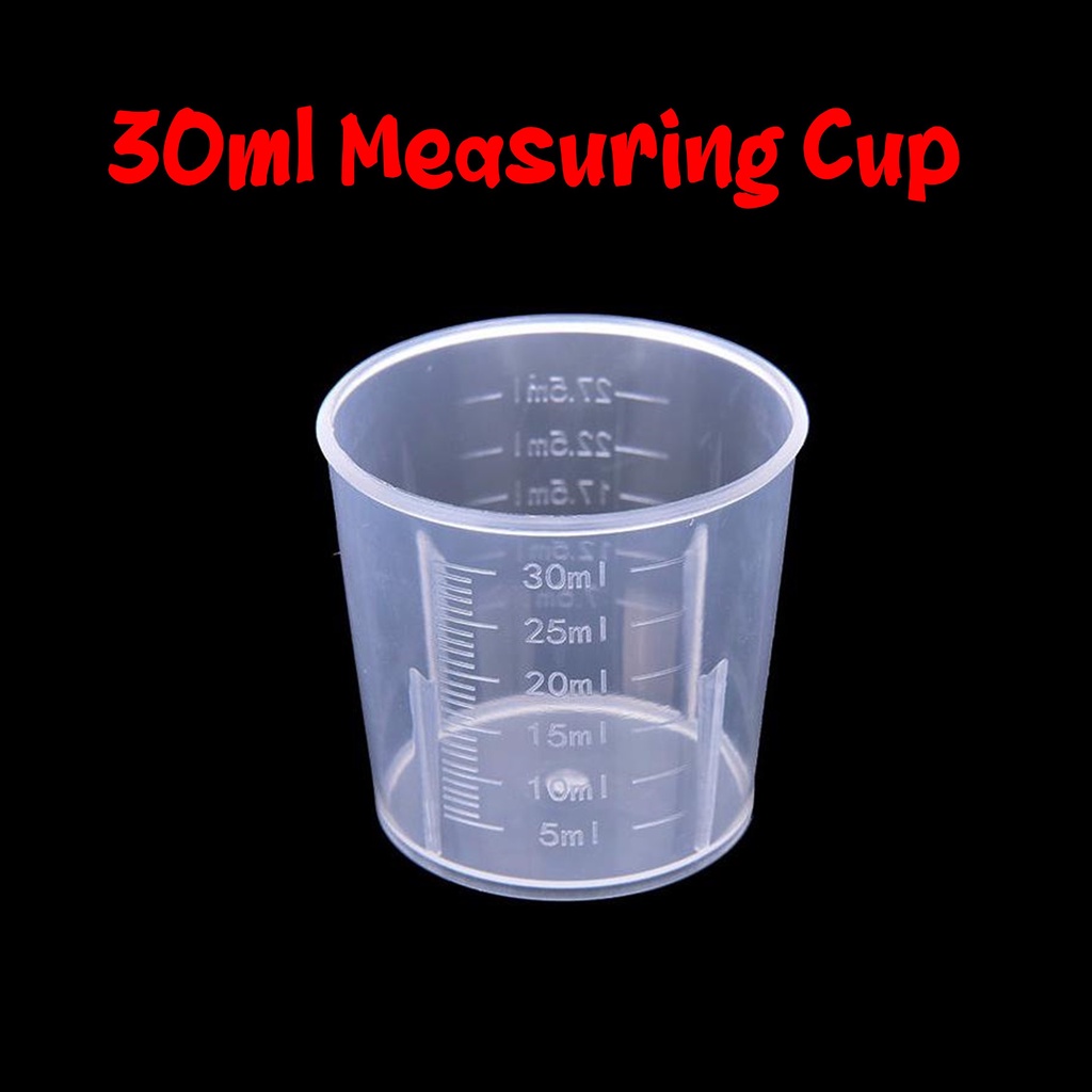30ML PLASTIC TRANSPARENT MEASURING CUP WITH SCALES FOR LABORATORY ...