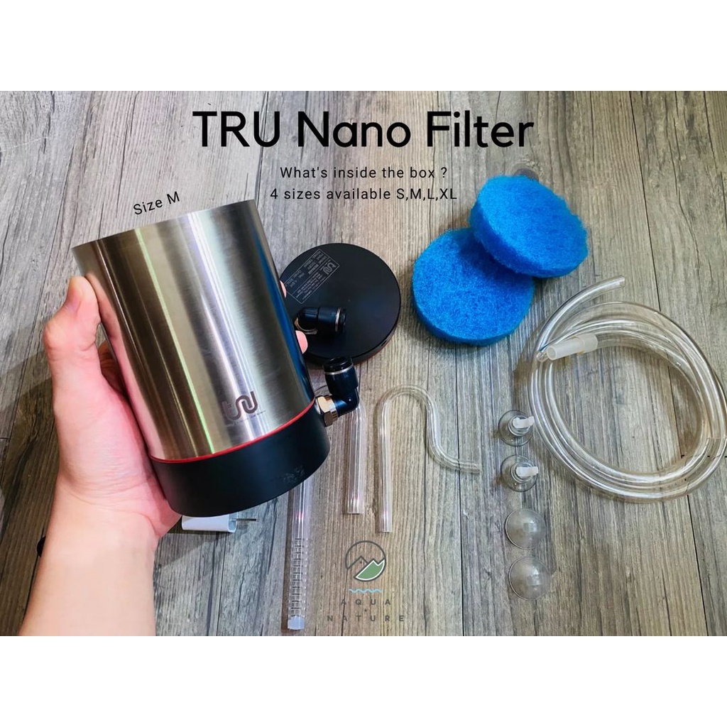 TRU Stainless Steel Nano Aquarium Canister Filter (L/XL)(Nano Tank/Shallow Tank/Aquascape