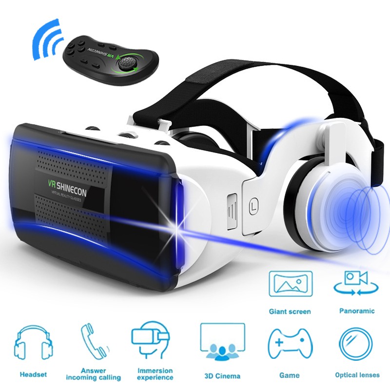 VR Box 3D Virtual Reality Bluetooth Glasses Earphone + Smart Wireless ...