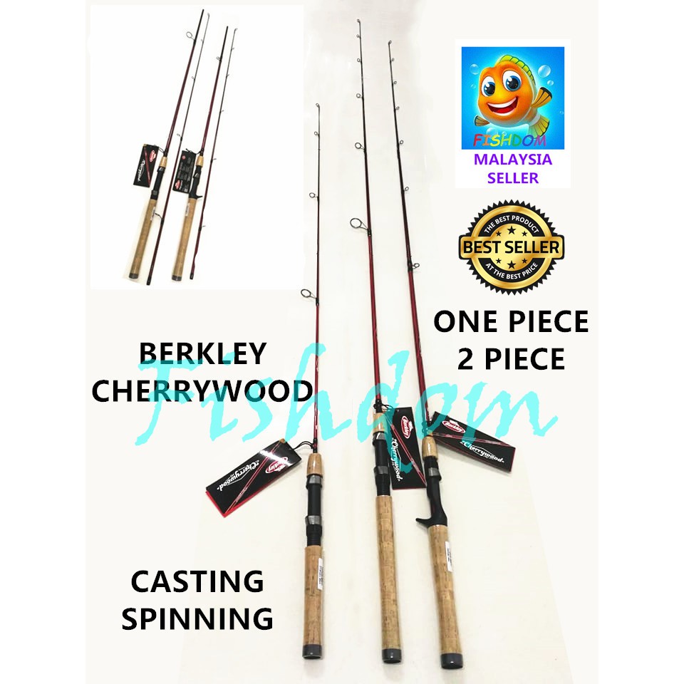 FISHDOM BERKLEY CHERRYWOOD HD ONE PIECE / 2 PIECE SPINNING / CASTING  FISHING ROD