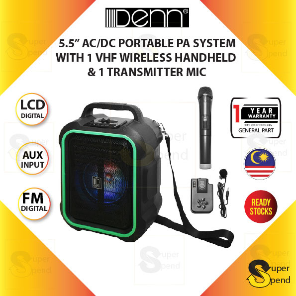Denn AC/DC Portable PA System with VHF Wireless