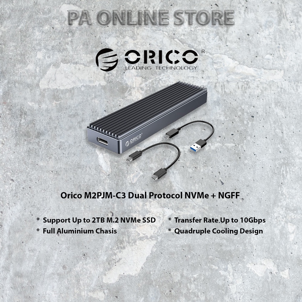 Orico Dual Protocol NVMe+ NGFF SSD Enclosure (10Gbps) (M2PJM-C3 ...