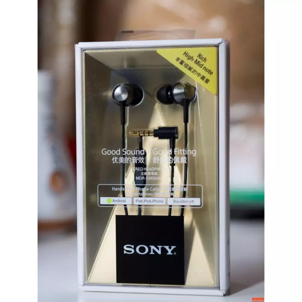 Sony MDR-EX650AP In-Ear Headphones with Remote Mic Brass (Clear Stock ...