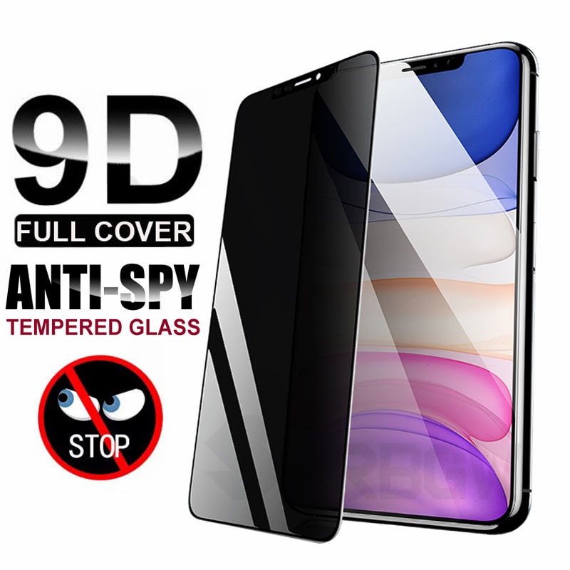 9D Anti Spy Tempered Glass For iPhone 14 11 12 13 Pro Max Plus Mini X