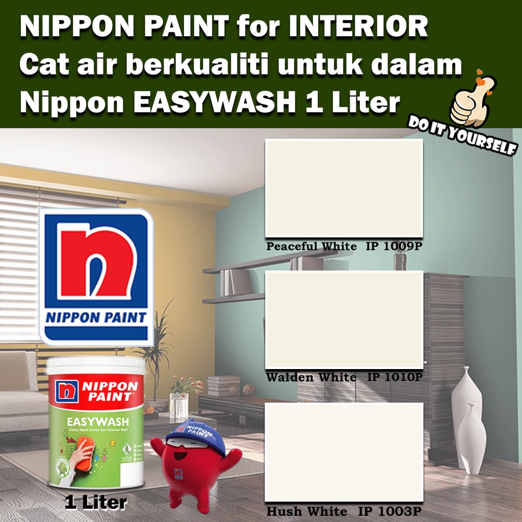 Nippon Paint EasyWash Interior collection 1 Liter Peaceful White 1009P