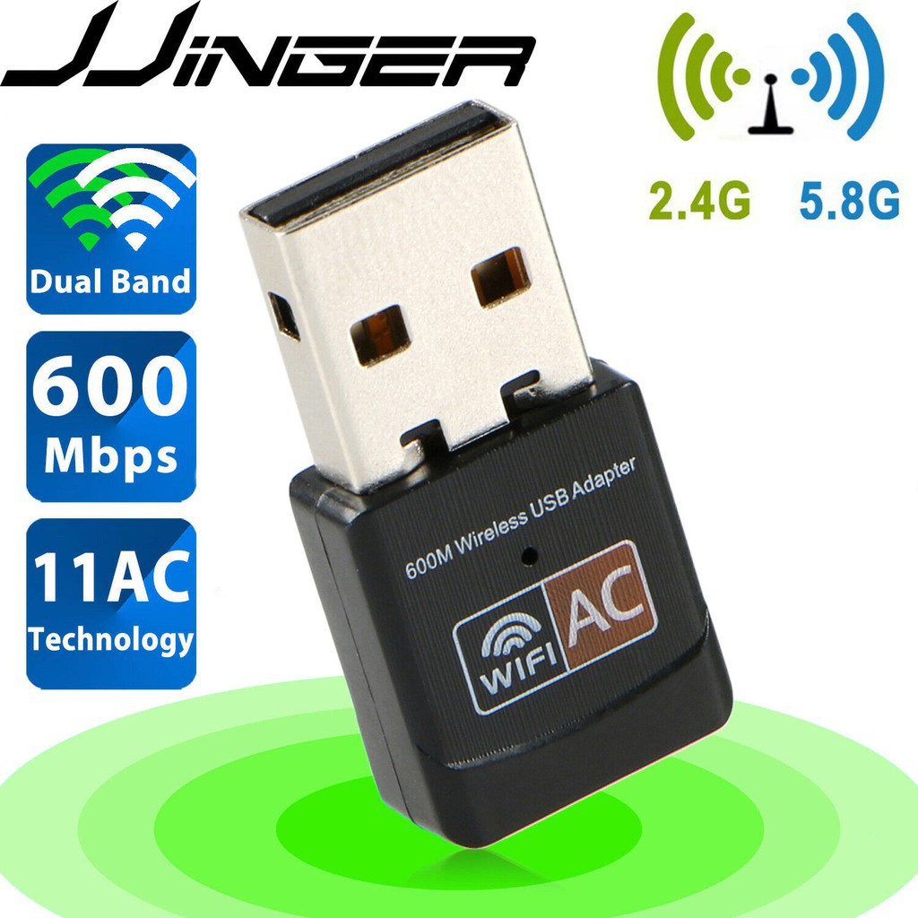 600Mbps Dual Band 5GHz Wireless Lan Mini USB PC WiFi Adapter 802.11AC ...