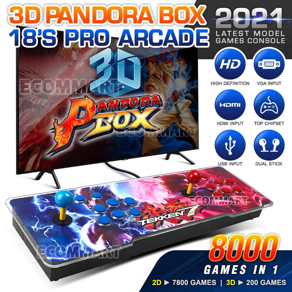 3d Pandoras Key Box 18s Pro 8000 Games In One Arcade Video Game